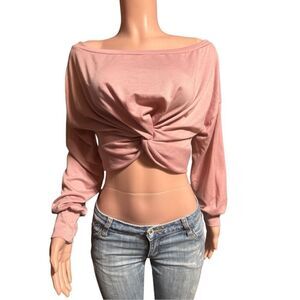 Fashion Nova pink tie front long sleeve top M